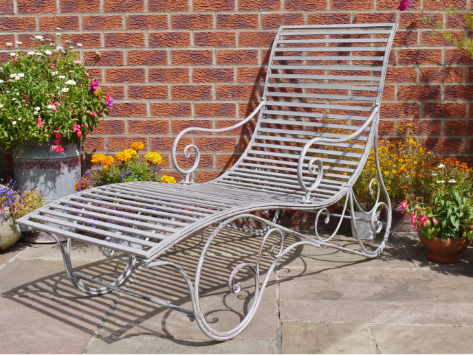 Antique Grey Sun Lounger
