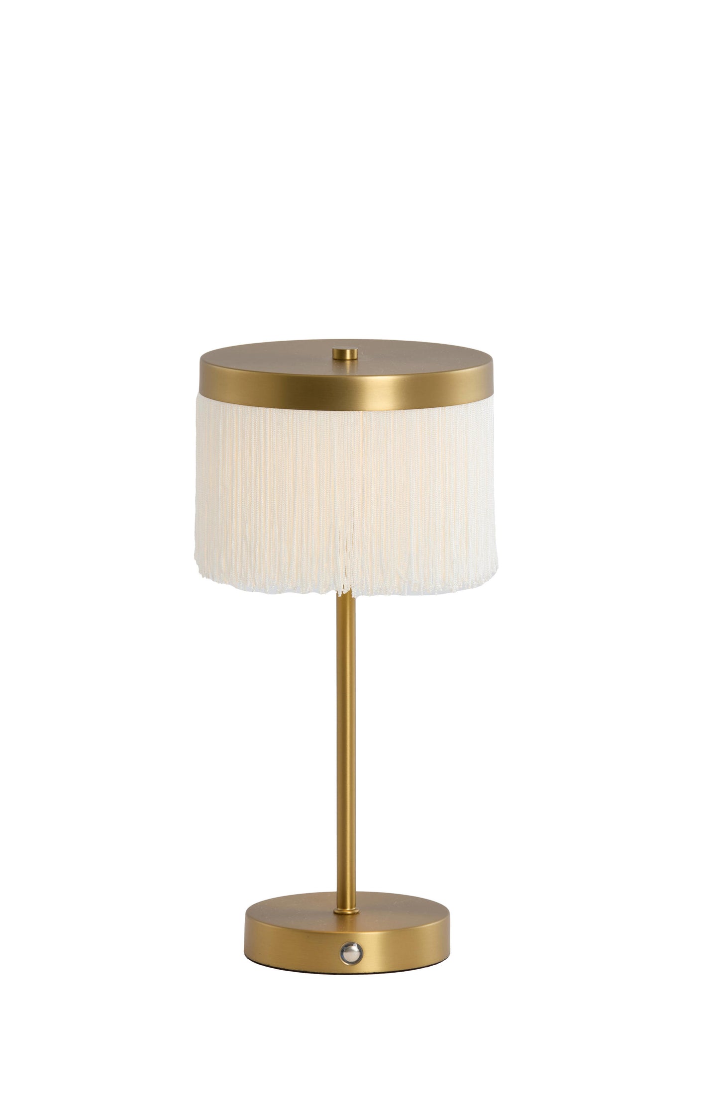 Rechargeable Table Lamp - Ø17x35 cm, Matte Gold with Cream Details