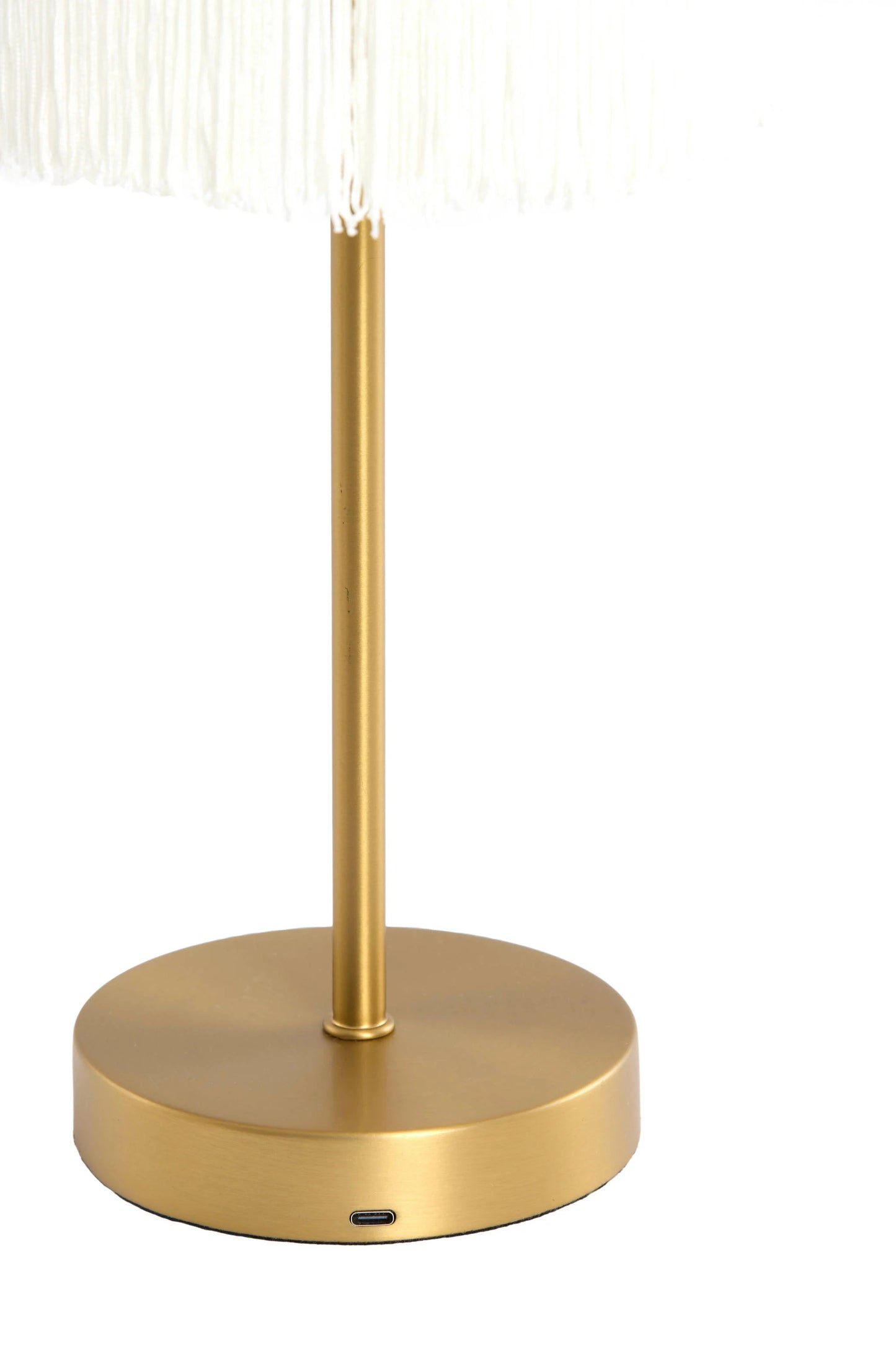 Rechargeable Table Lamp - Ø17x35 cm, Matte Gold with Cream Details