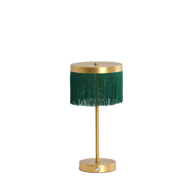Rechargeable Table Lamp - Matte Gold with  Green Details