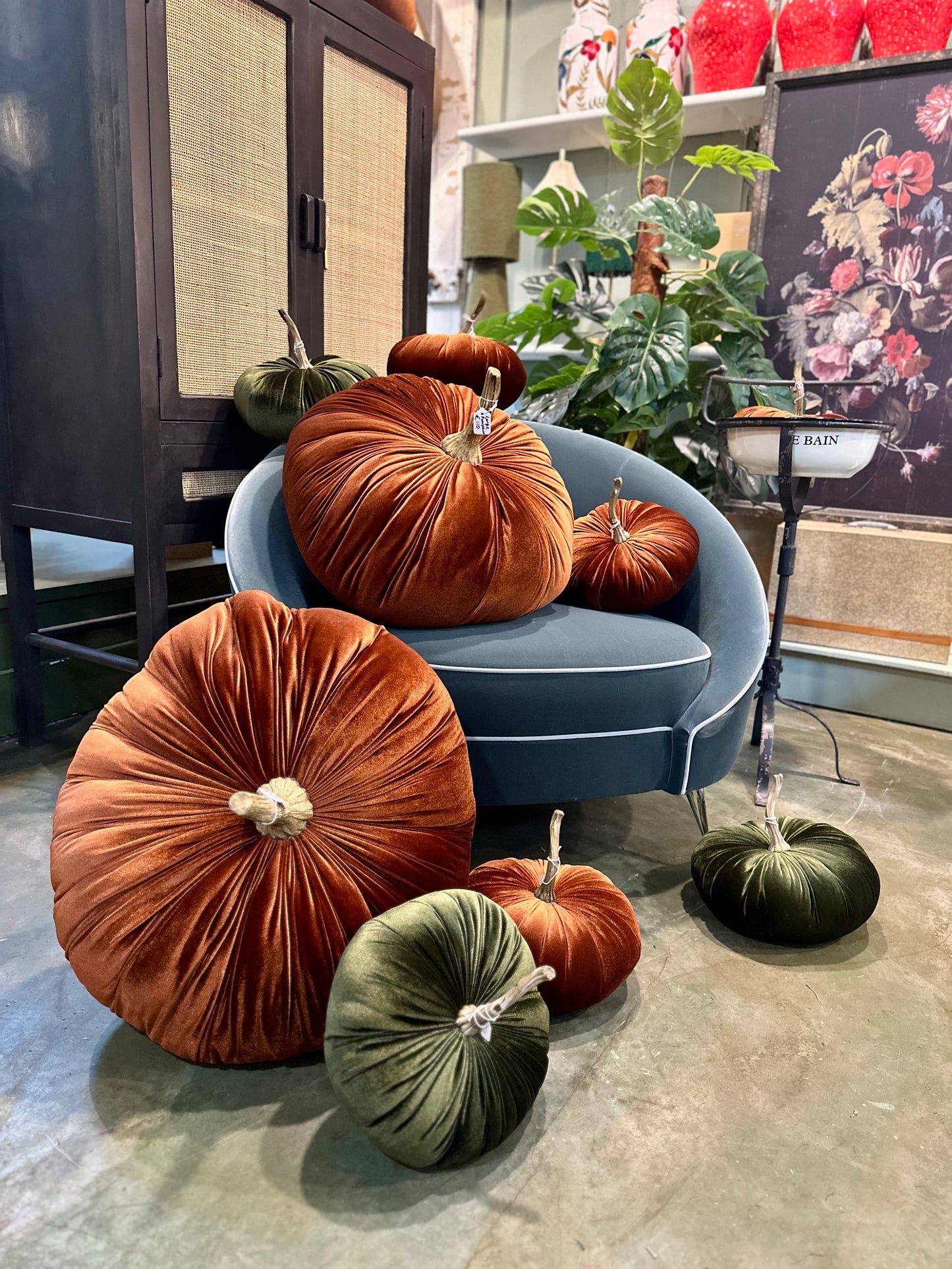 Small Moss Green Decorative Pumpkin