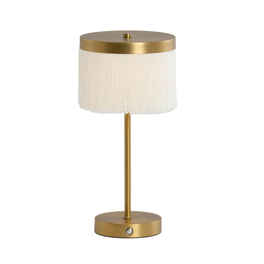 Rechargeable Table Lamp - Ø17x35 cm, Matte Gold with Cream Details